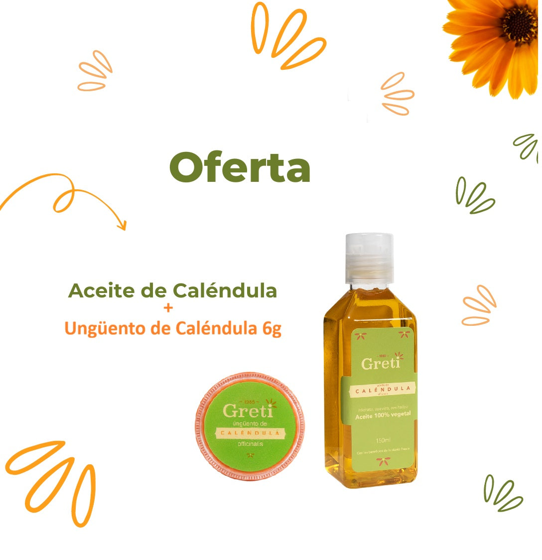 ACEITE DE CALÉNDULA 150ml + UNGÜENTO DE CALENDULA 6g